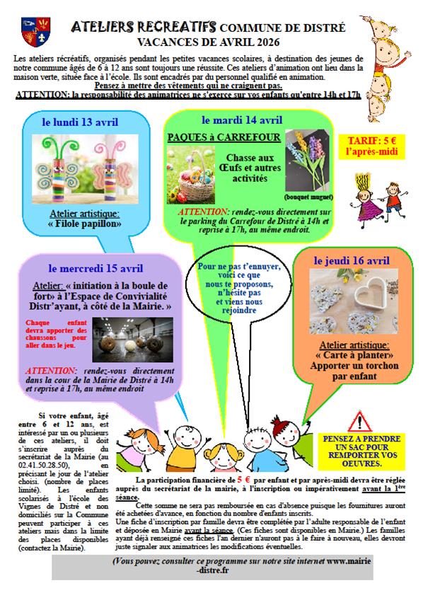 ateliers récré Avril 2026