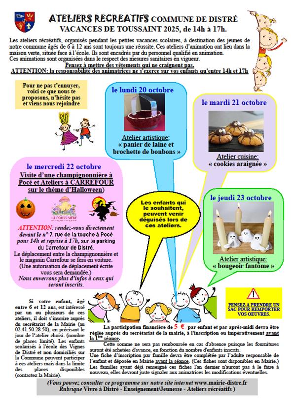 ateliers récré toussaint 2025