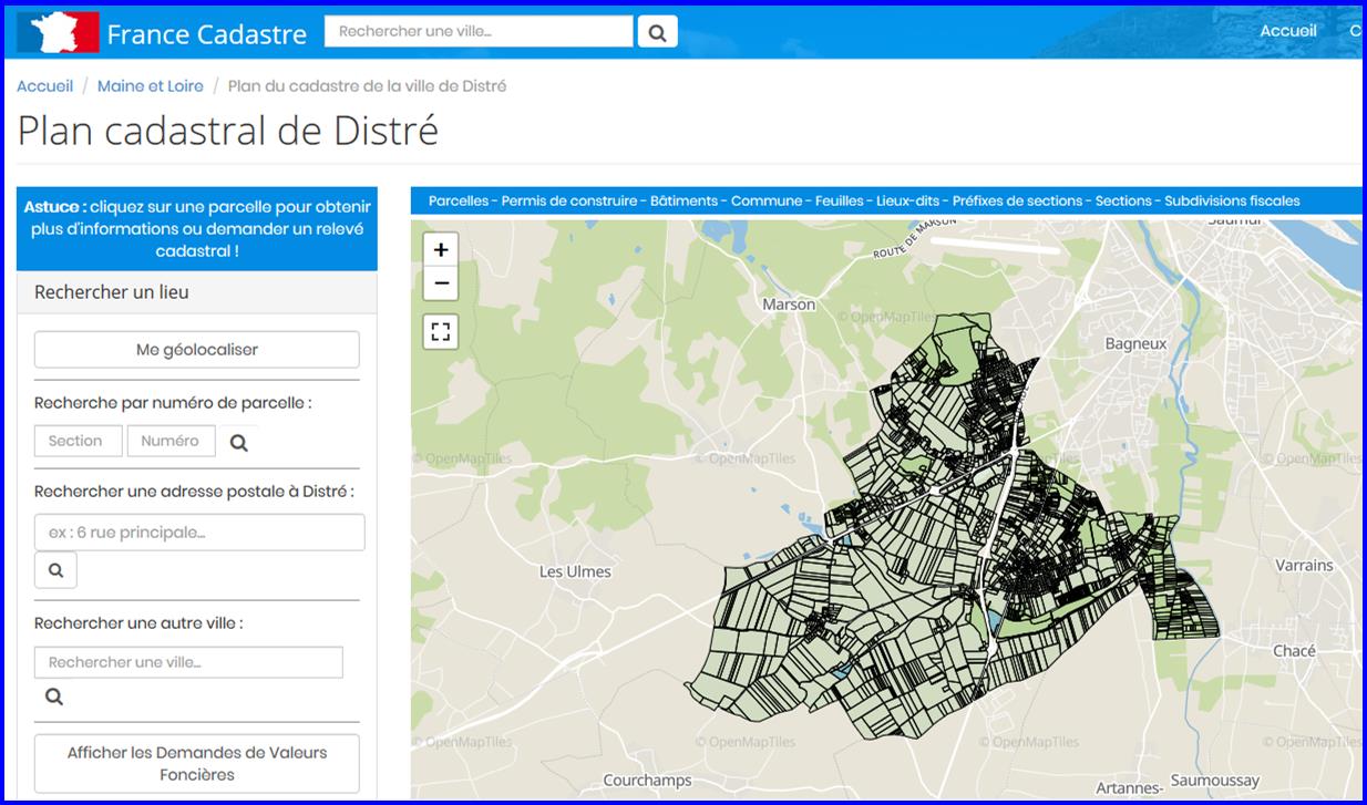 france cadastre distre