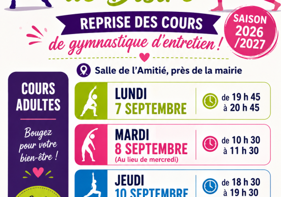 Le Club de Gym de Distr&eacute; pr&eacute;pare sa rentr&eacute;e