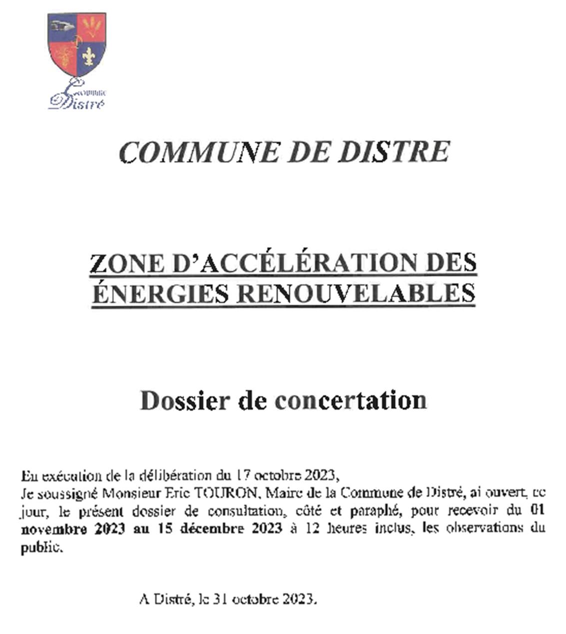 Concertation Zone d'accélération des Energies Renouvelables de Distré