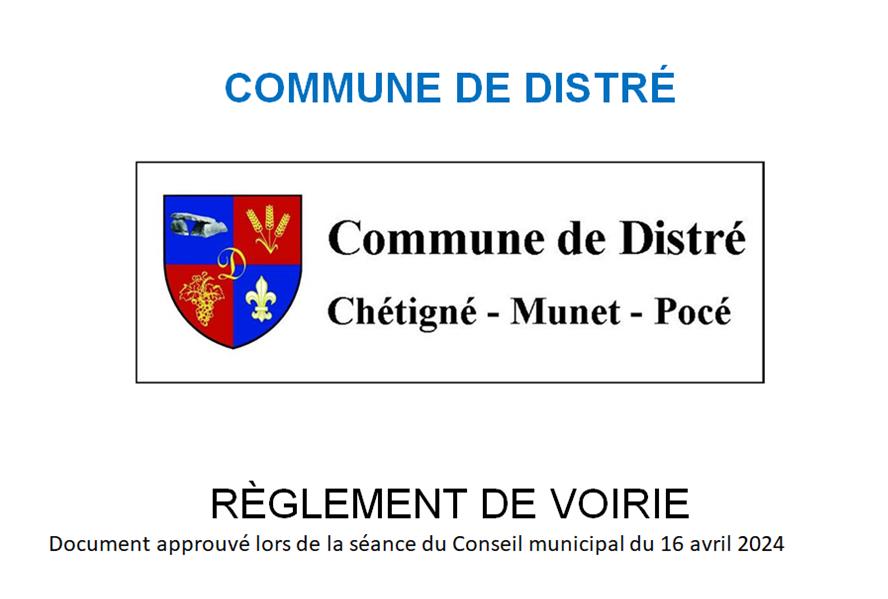 REGLEMENT DE VOIRIE DE DISTRÉ